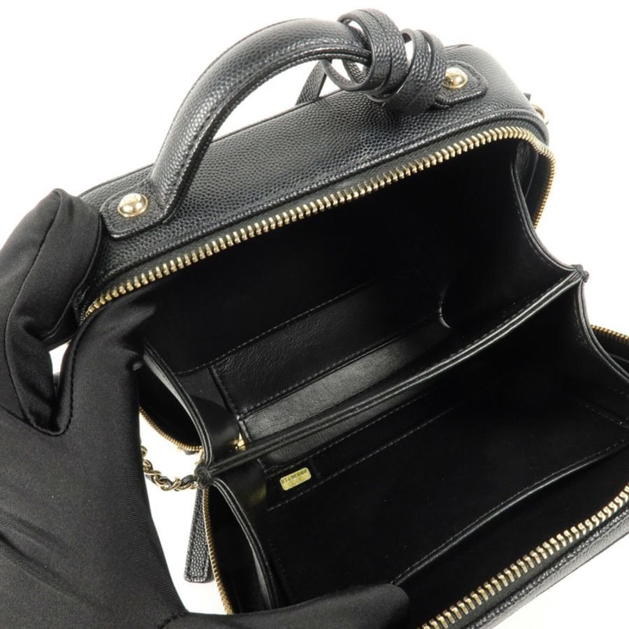 CHANEL 牛皮皮革Vanity Case鏈帶手挽肩背兩用袋-4