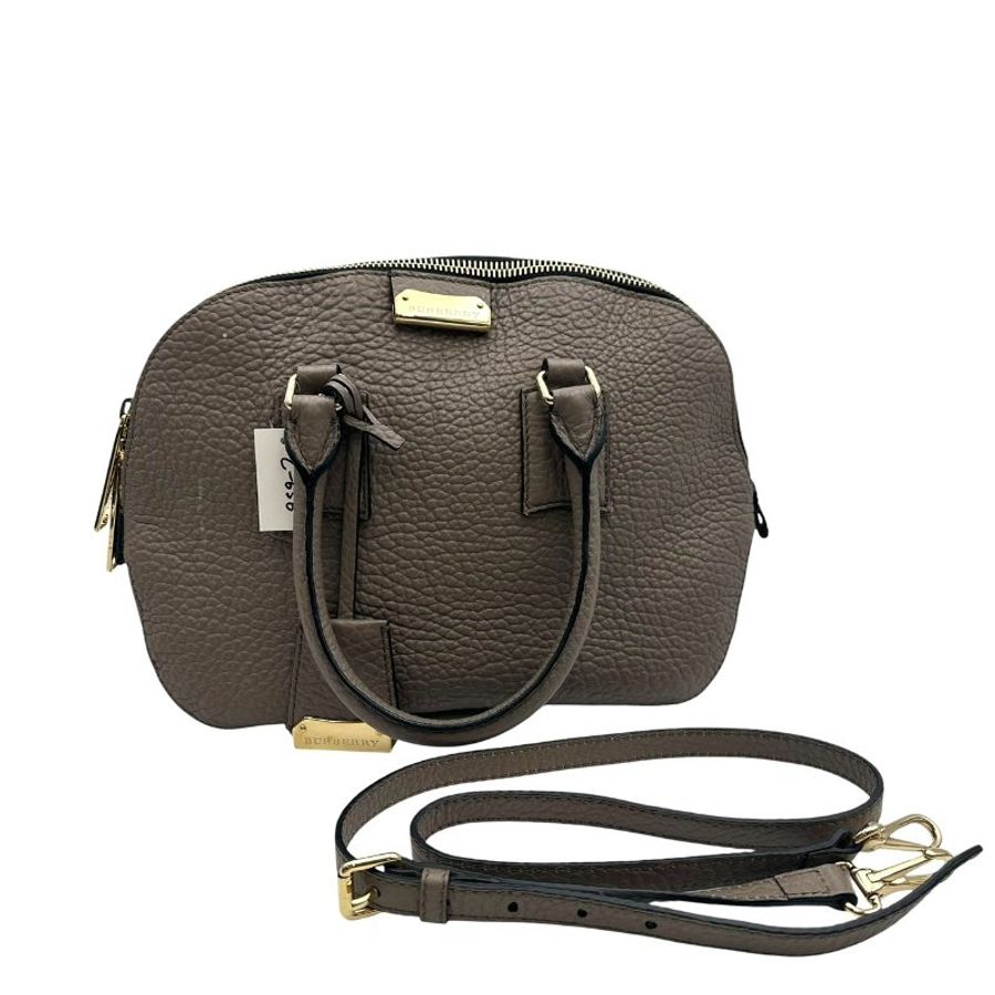 【美收精品】 Burberry 灰褐色粒面皮革 Orchard 手提包 C-656【隔月月中將轉賣至日本 上架期限30天】-0