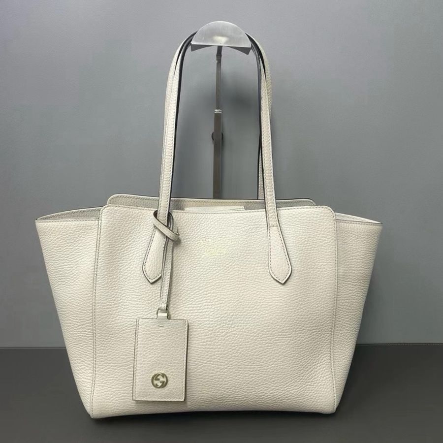 【威選精品】✨ GUCCI 白色牛皮購物袋托特包 ✨-2