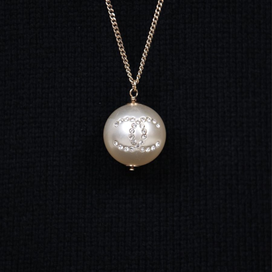 Chanel 08年珍珠cc吊坠毛衣链长项链-12