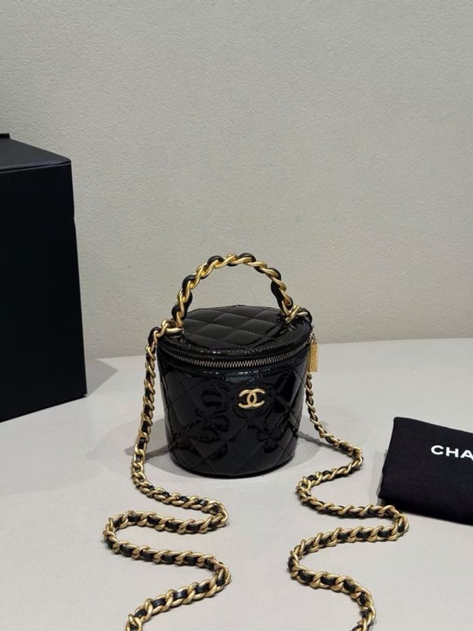 【威選精品】✨ CHANEL 22A 黑金漆皮化妝包鏈條包 ✨-3