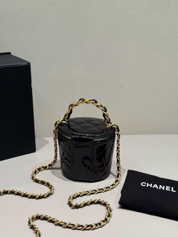 【威選精品】✨ CHANEL 22A 黑金漆皮化妝包鏈條包 ✨-4