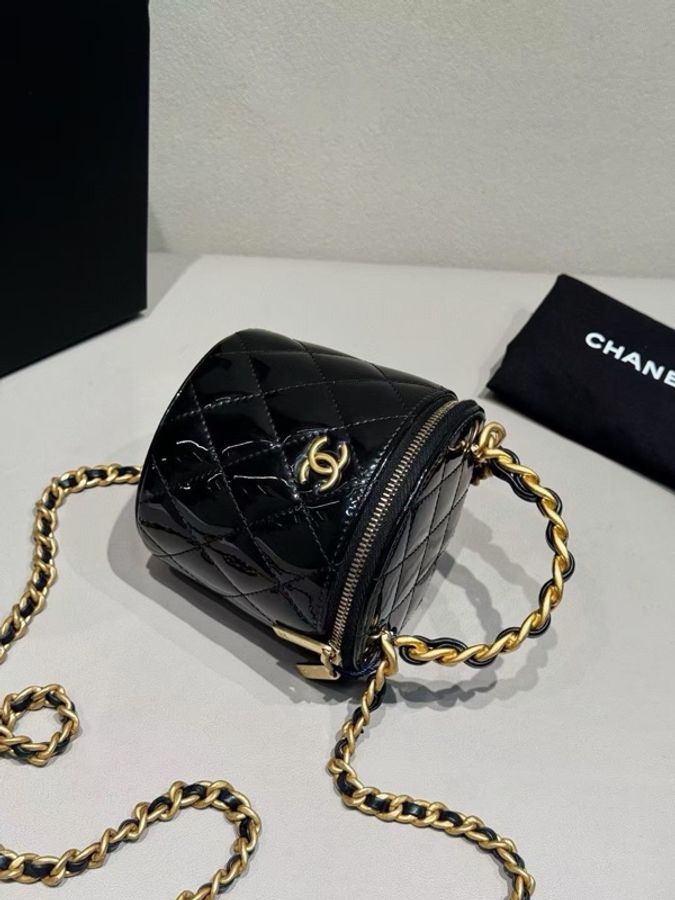 【威選精品】✨ CHANEL 22A 黑金漆皮化妝包鏈條包 ✨-5