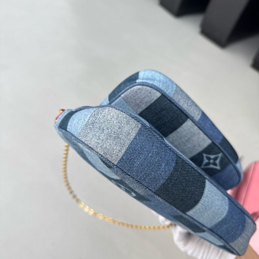 路易威登LV限量款丹寧牛仔五合一紅肩帶單肩包腋下包斜挎包-6