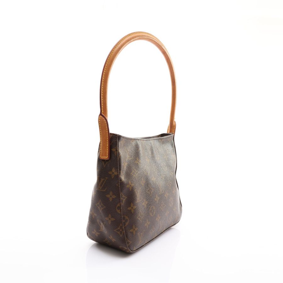 棕色 原花帆布 Looping MM 肩背包【LOUIS VUITTON LV 路易威登】 M51146-1