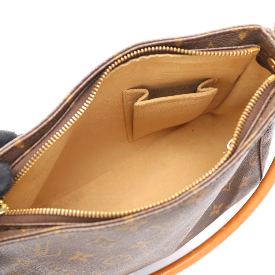 棕色 原花帆布 Looping MM 肩背包【LOUIS VUITTON LV 路易威登】 M51146-3