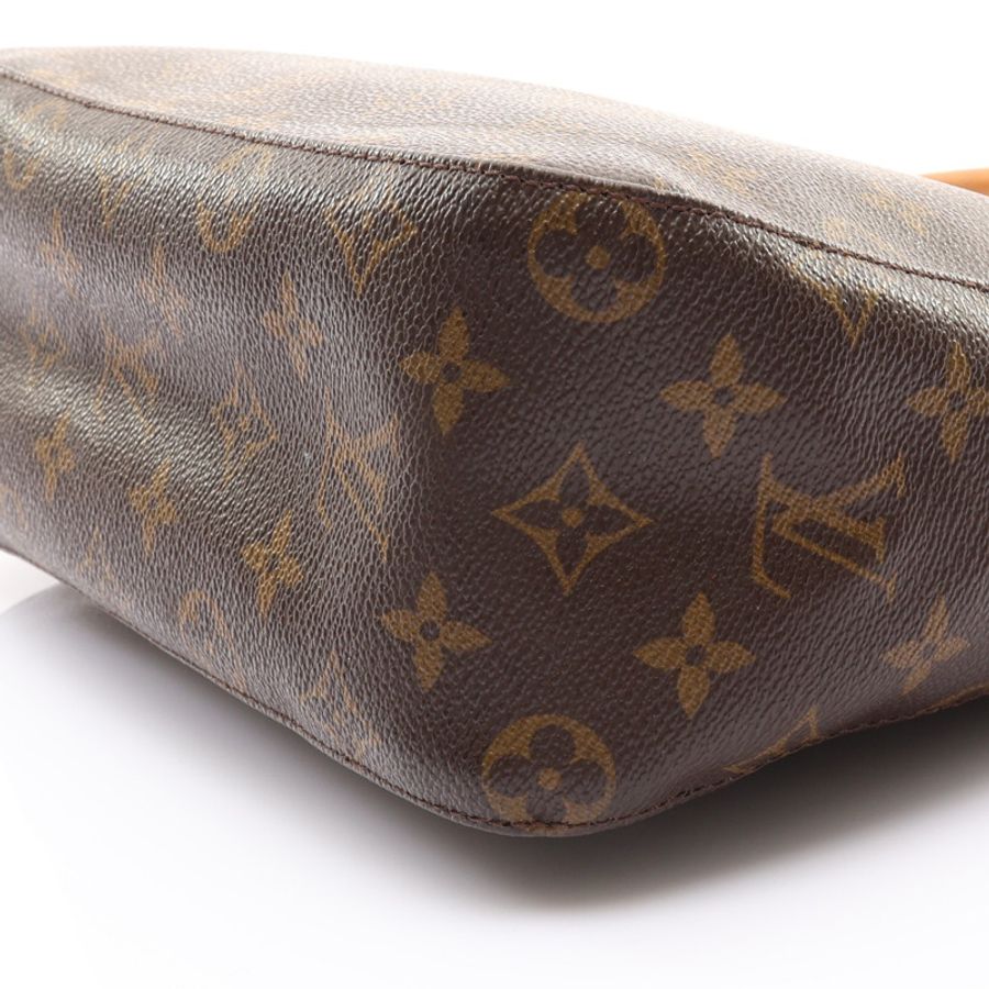 棕色 原花帆布 Looping MM 肩背包【LOUIS VUITTON LV 路易威登】 M51146-7