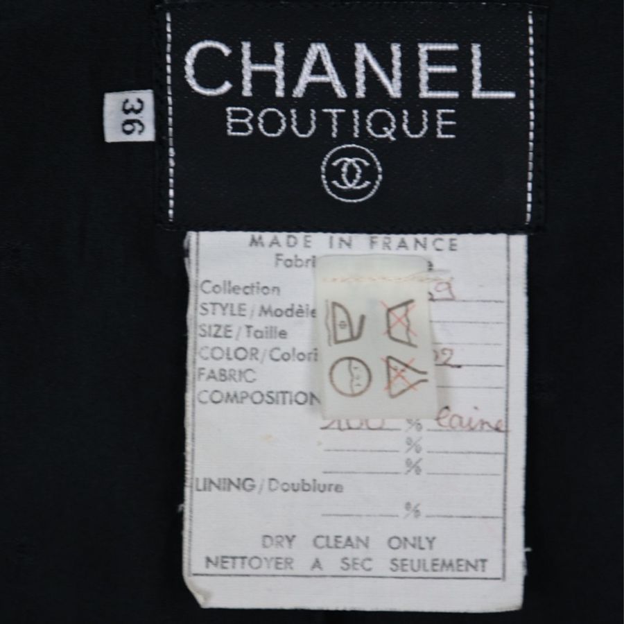 Chanel 88年秀款黑金扣缎面滚边四口袋上衣外套-16