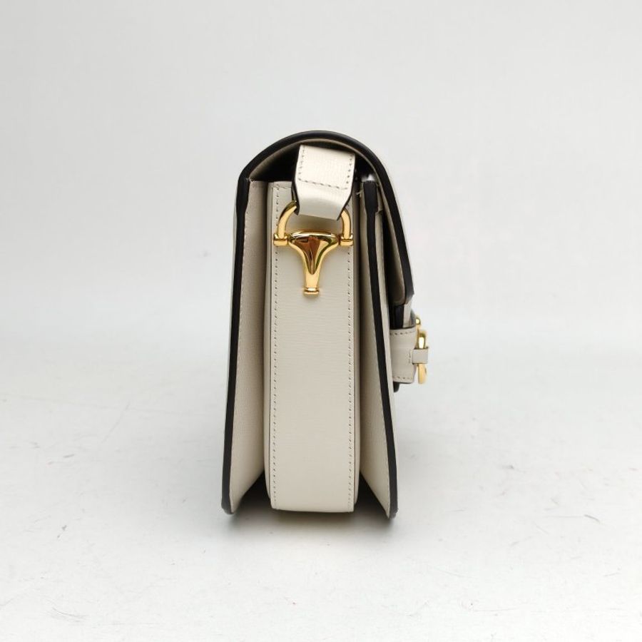 GUCCI Horsebit馬銜扣1955馬鞍包小號帆布金扣肩背包-3