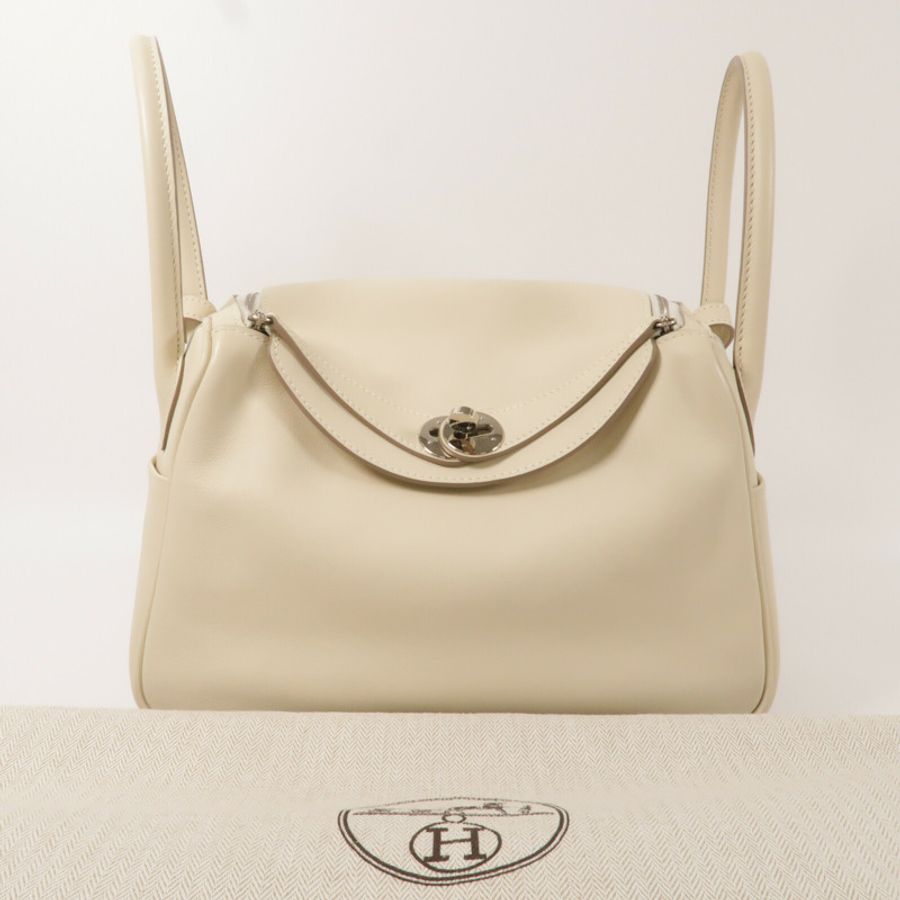 HERMES Swift皮革Lindy 26手挽肩背兩用袋Craie-8