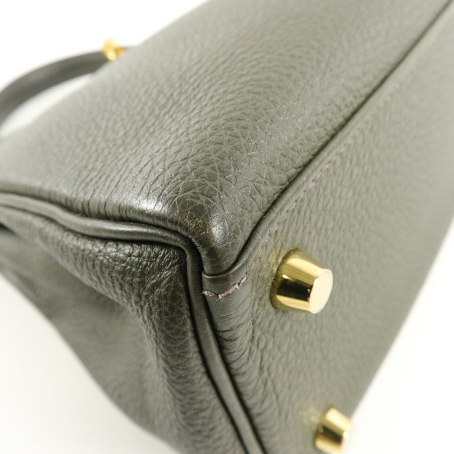 HERMES 皮革Kelly 25手挽肩背兩用袋Vert De Gris-10
