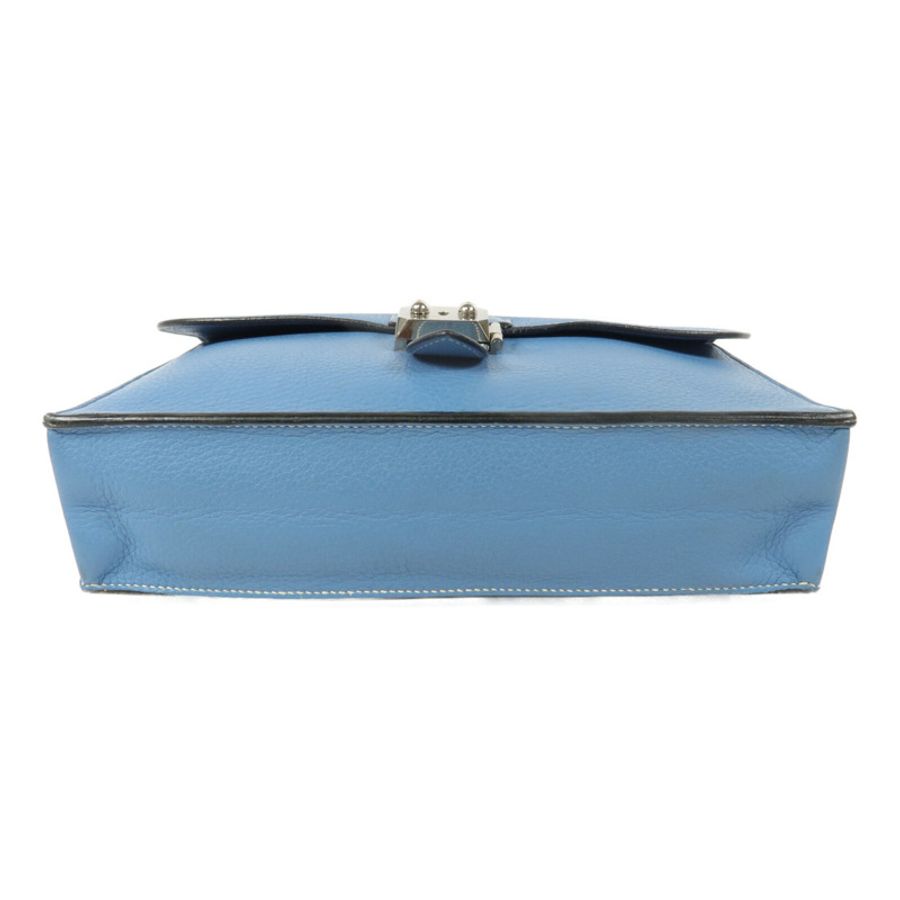 HERMES Clemence皮革Sack Adepeche手挽袋Bleu Jean-3