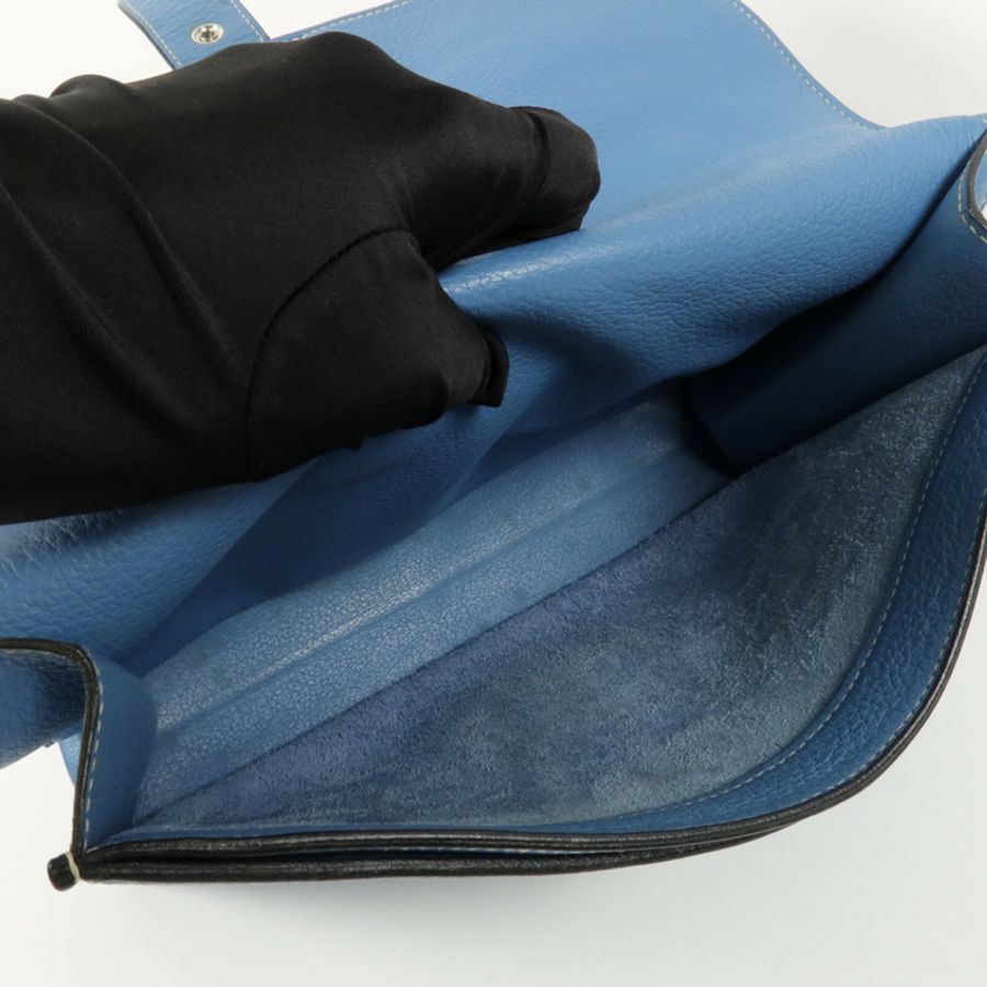 HERMES Clemence皮革Sack Adepeche手挽袋Bleu Jean-4