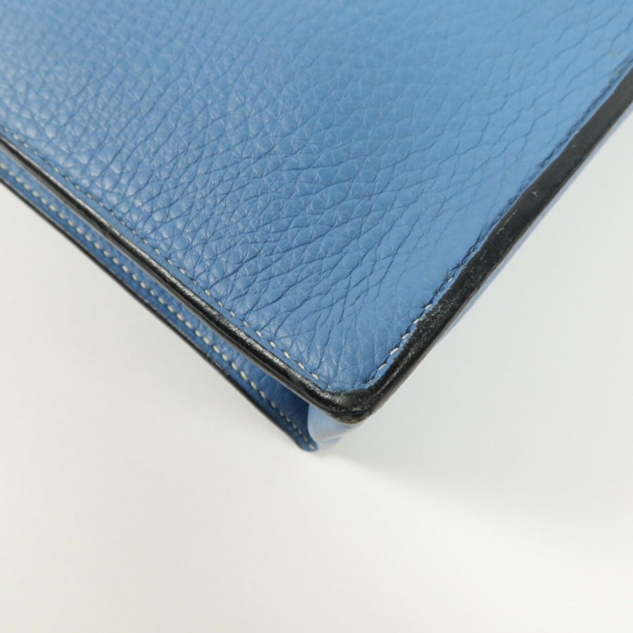 HERMES Clemence皮革Sack Adepeche手挽袋Bleu Jean-11