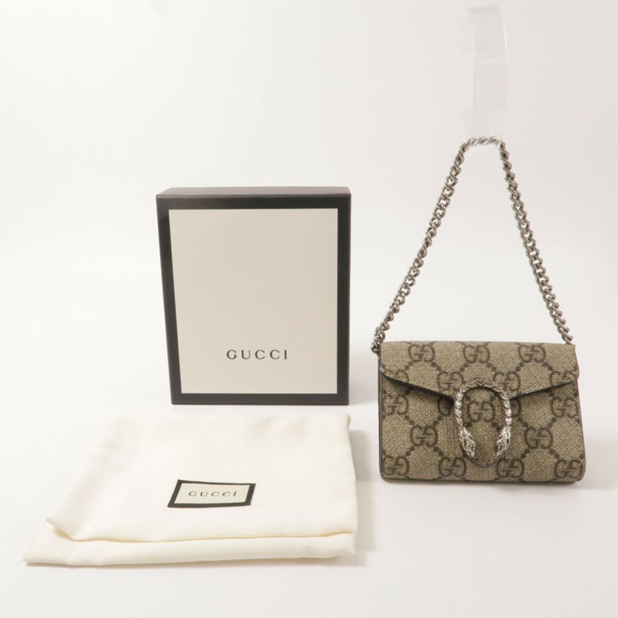 GUCCI 塗層帆布Dionysus Chain Wallet鏈帶手挽袋-8