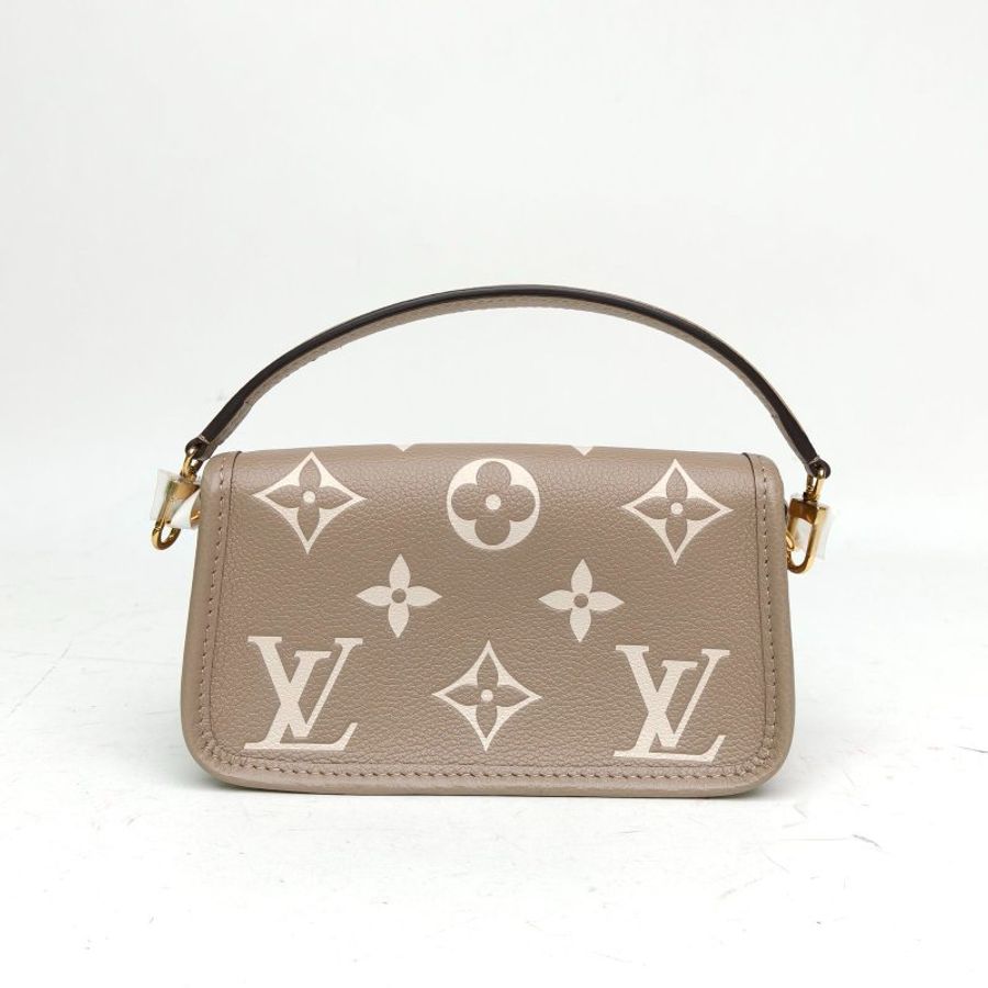 LOUIS VUITTON Diane法棍包灰色牛皮晶片肩背包-2