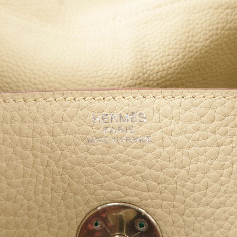 HERMES Clemence皮革Lindy 34手挽肩背兩用袋Craie-5