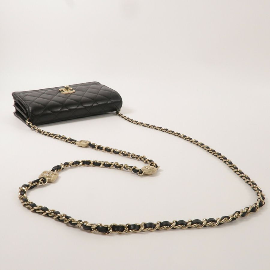 CHANEL 羊皮皮革Chain Shoulder鏈帶肩背袋-9