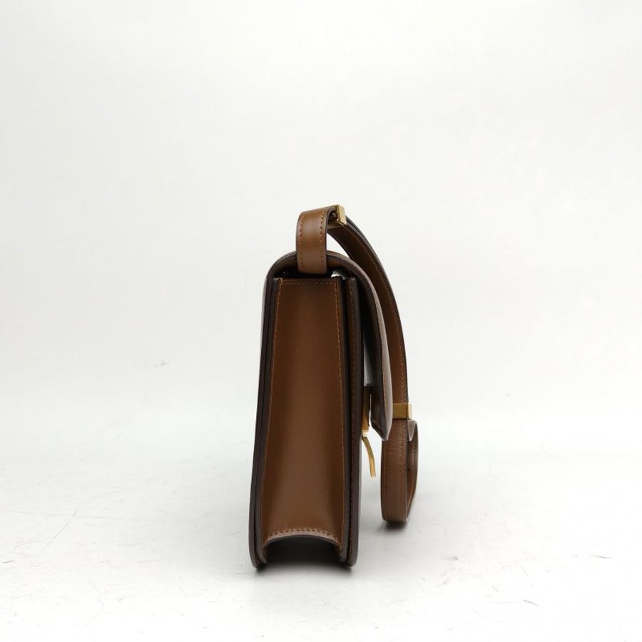 CELINE ClassicBox中號金棕色牛皮金扣肩背包-3