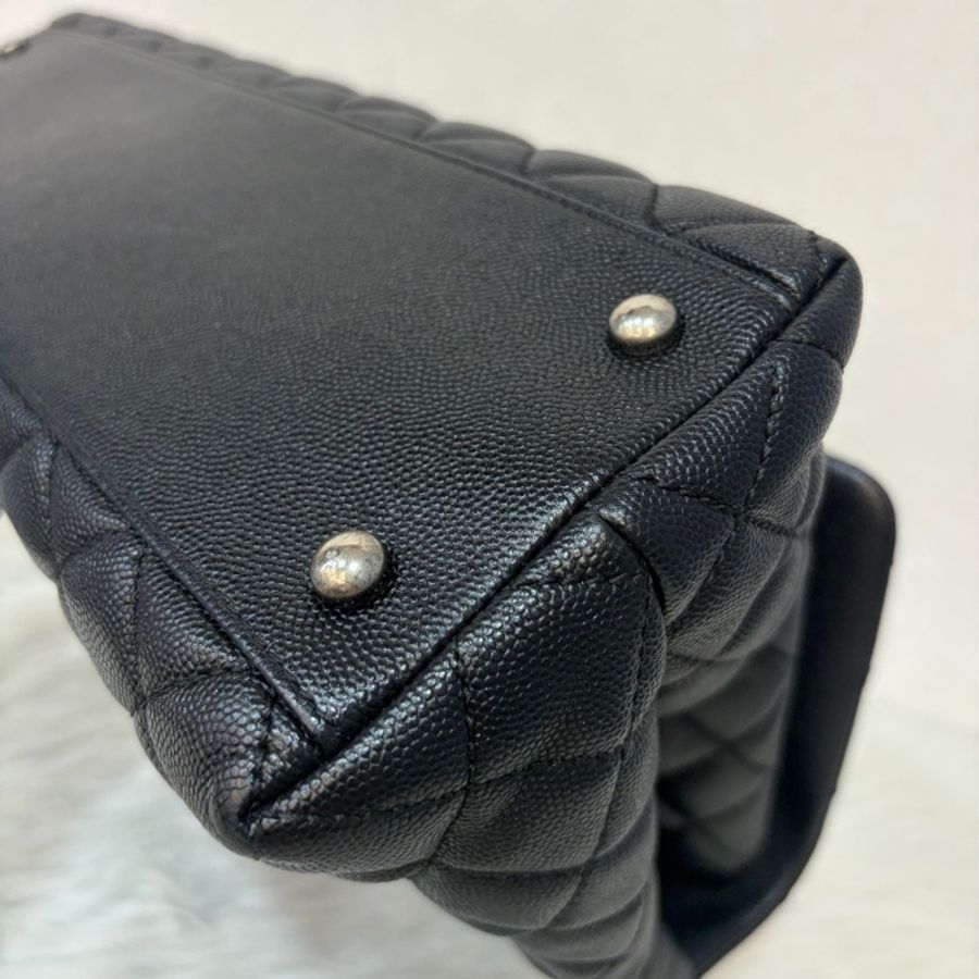CHANEL A92992 黑荔枝 銀鍊特大把手口蓋包 手提包 肩背包-19