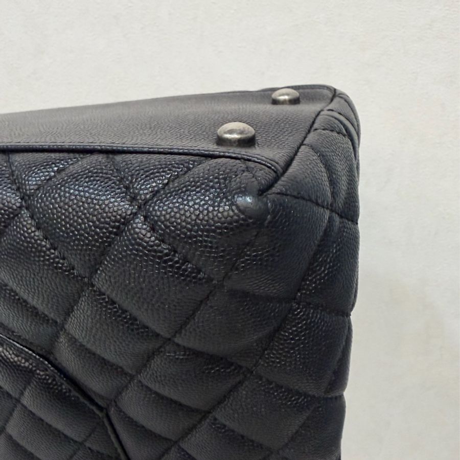 CHANEL A92992 黑荔枝 銀鍊特大把手口蓋包 手提包 肩背包-20