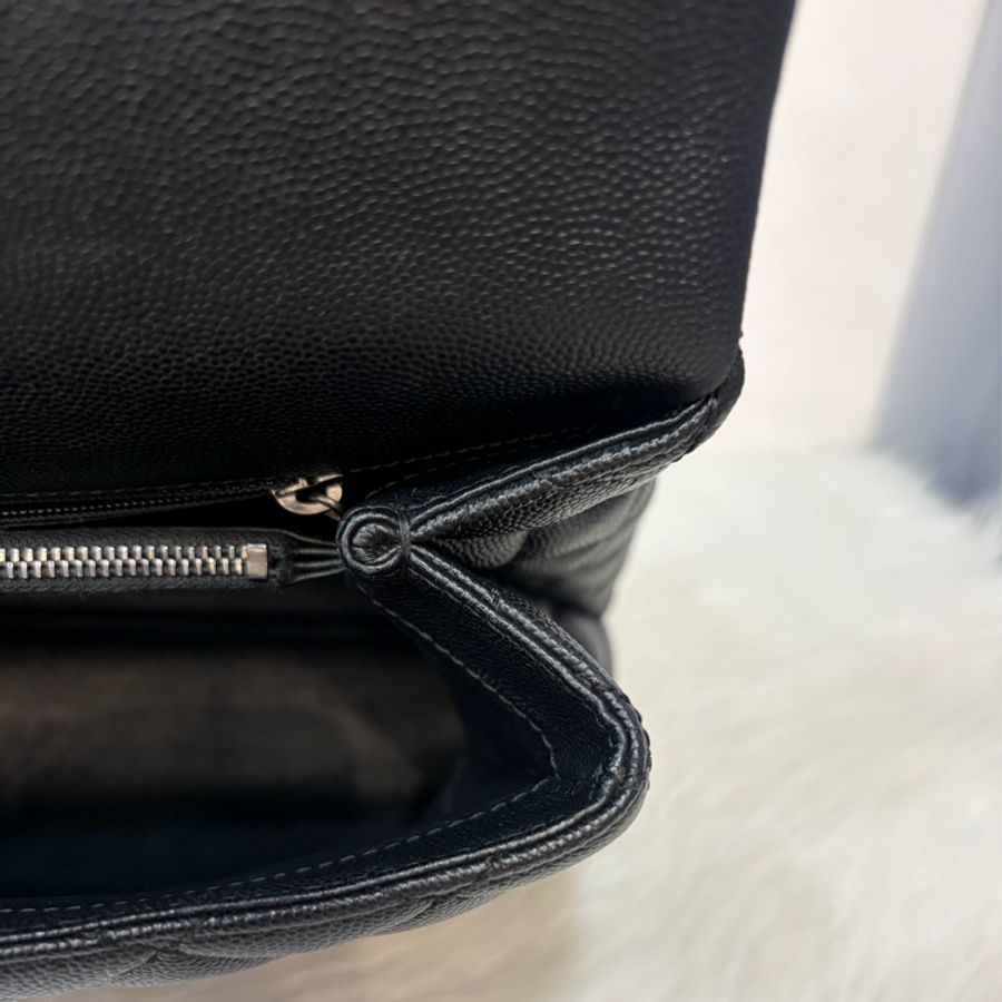 CHANEL A92992 黑荔枝 銀鍊特大把手口蓋包 手提包 肩背包-26