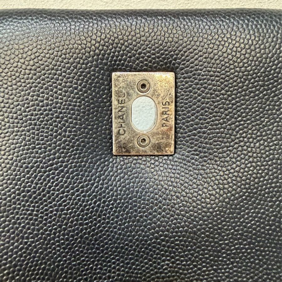 CHANEL A92992 黑荔枝 銀鍊特大把手口蓋包 手提包 肩背包-28