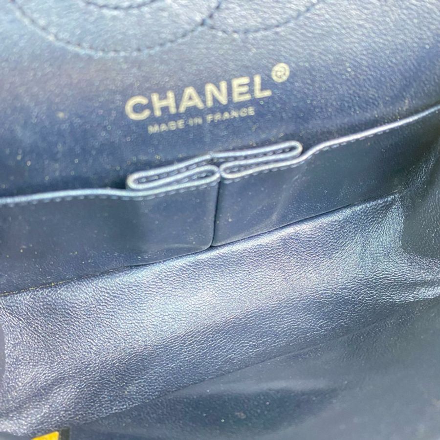△ CHANEL 香奈兒 Metallic Blue Calfskin 2.55 Silver Tone Metal Mini Classic Double Flap No.11 Chain Shoulder Bag 金屬藍色小牛皮2.55銀色金屬No.11鎖鏈肩背包 AS0874-267011876-10