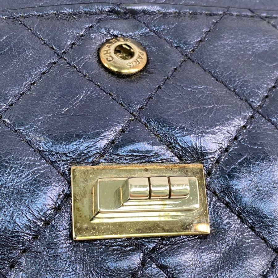 △ CHANEL 香奈兒 Metallic Blue Calfskin 2.55 Silver Tone Metal Mini Classic Double Flap No.11 Chain Shoulder Bag 金屬藍色小牛皮2.55銀色金屬No.11鎖鏈肩背包 AS0874-267011876-12