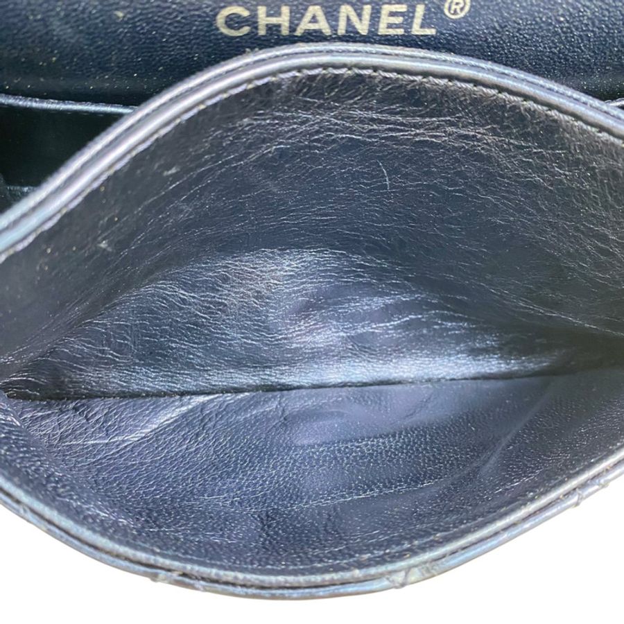 △ CHANEL 香奈兒 Metallic Blue Calfskin 2.55 Silver Tone Metal Mini Classic Double Flap No.11 Chain Shoulder Bag 金屬藍色小牛皮2.55銀色金屬No.11鎖鏈肩背包 AS0874-267011876-16