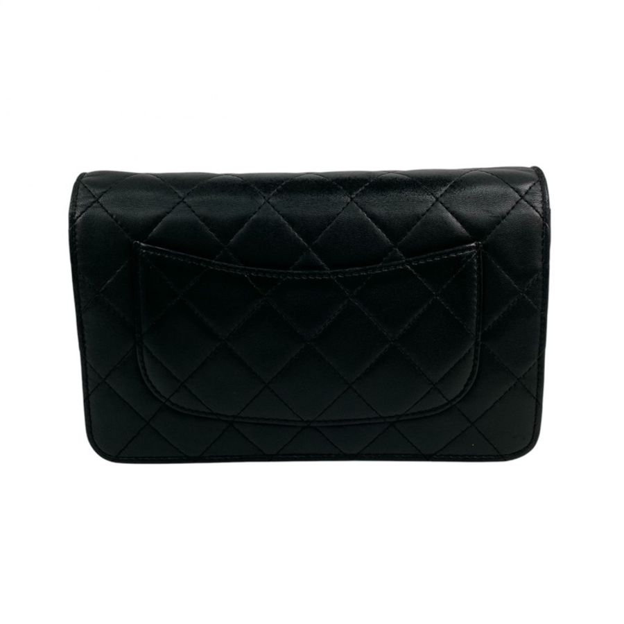 △ CHANEL 香奈兒 Black Lambskin Gold Tone Metal No.22 Chain Wallet 黑色小羊皮金色金屬No.22鏈條銀包 A33814-267012619-2