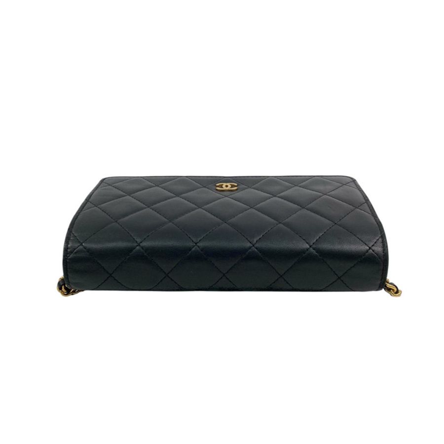 △ CHANEL 香奈兒 Black Lambskin Gold Tone Metal No.22 Chain Wallet 黑色小羊皮金色金屬No.22鏈條銀包 A33814-267012619-5