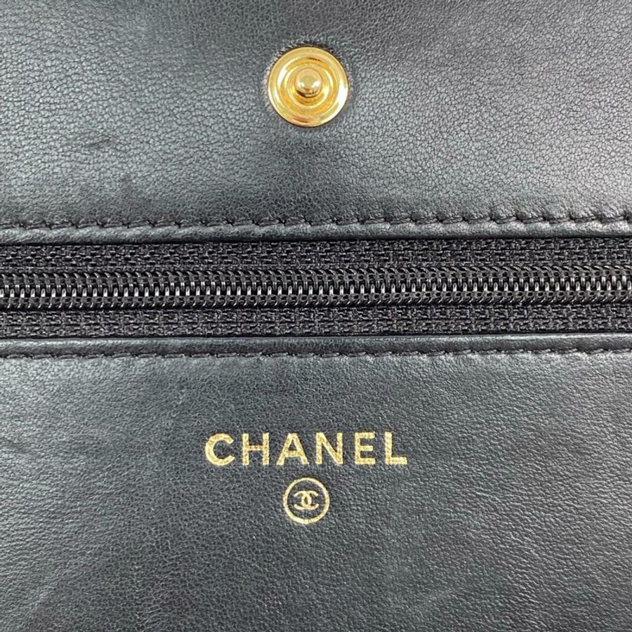 △ CHANEL 香奈兒 Black Lambskin Gold Tone Metal No.22 Chain Wallet 黑色小羊皮金色金屬No.22鏈條銀包 A33814-267012619-17