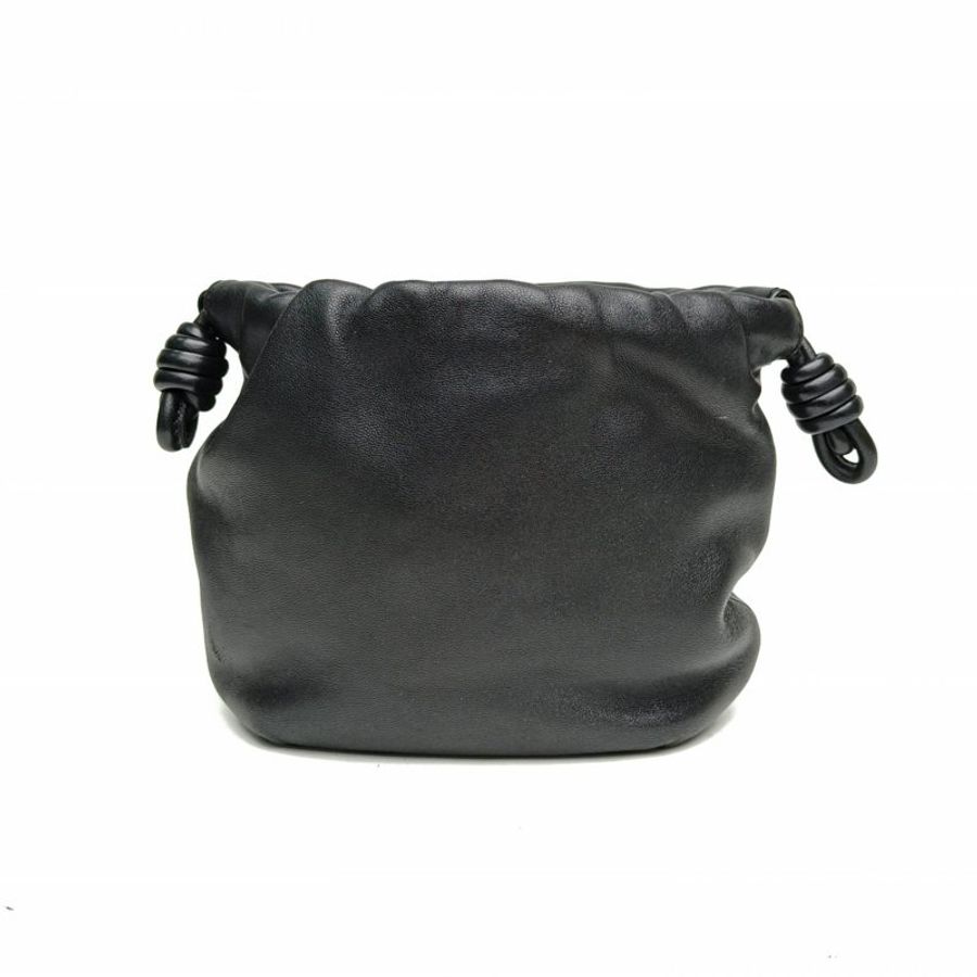 LOEWE 黑色牛皮Flamencopurse福袋斜挎包肩背包-2