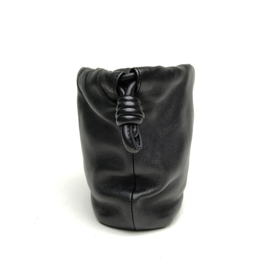 LOEWE 黑色牛皮Flamencopurse福袋斜挎包肩背包-3
