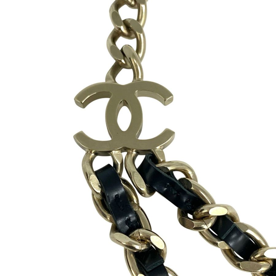 ☆ CHANEL 香奈兒 Black, Gold-tone Metal, Calfskin B17P Fashion Necklace 黑色, 金色金屬, 小牛皮B17P項鏈-267012374-8