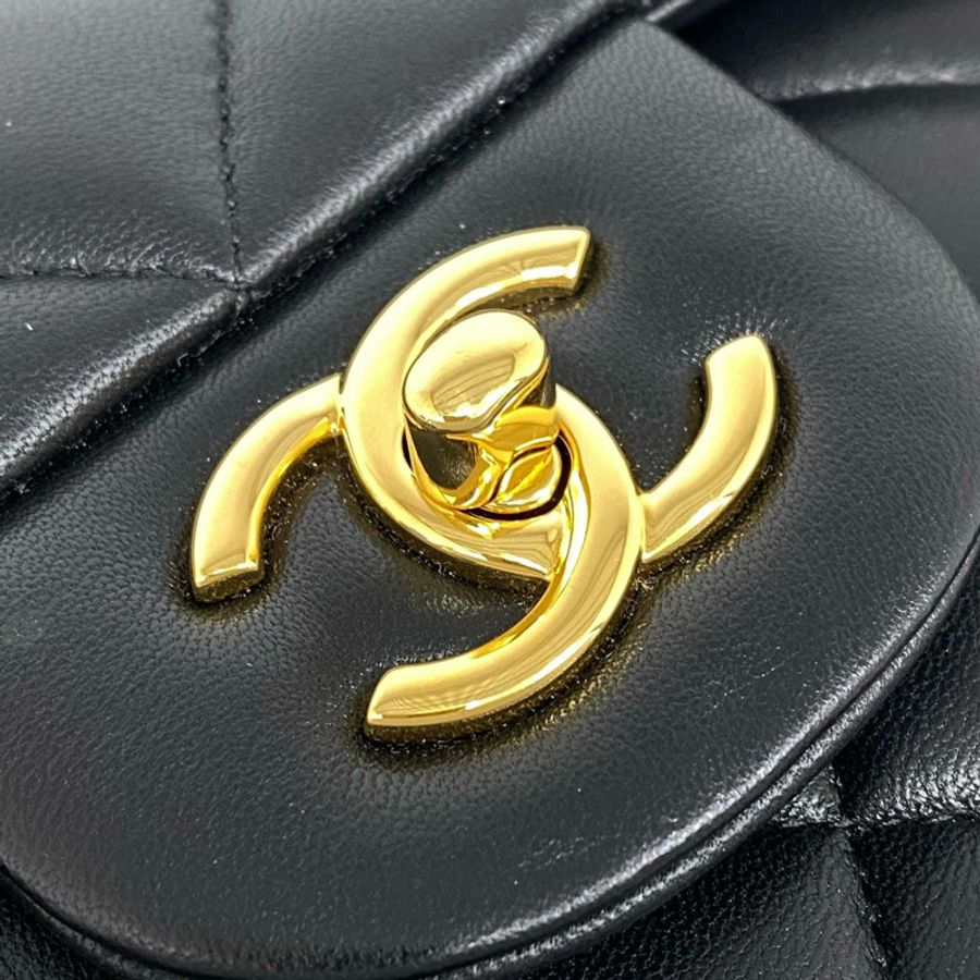 △ CHANEL 香奈兒 Black Lambskin CF30 Gold Tone Metal Classic Double Flap No.19 Chain Shoulder Bag 黑色小羊皮CF30金色金屬No.19鎖鏈肩背包-267012683-30