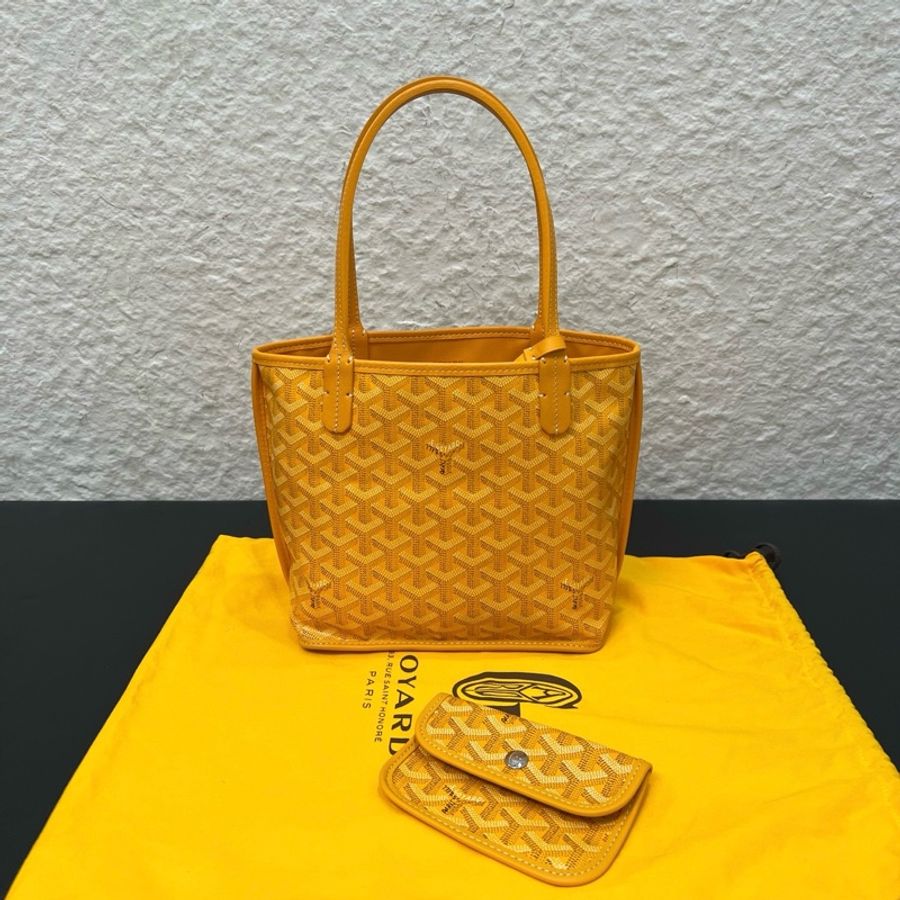 Goyard戈雅 黃色老花mini tote雙面托特包單肩包腋下包子母包-0