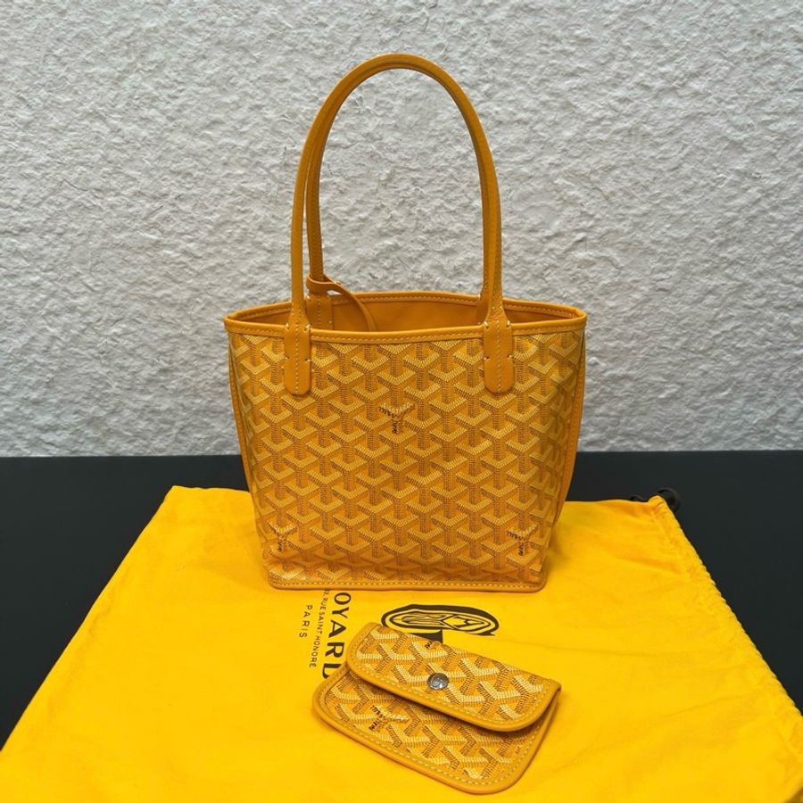 Goyard戈雅 黃色老花mini tote雙面托特包單肩包腋下包子母包-1
