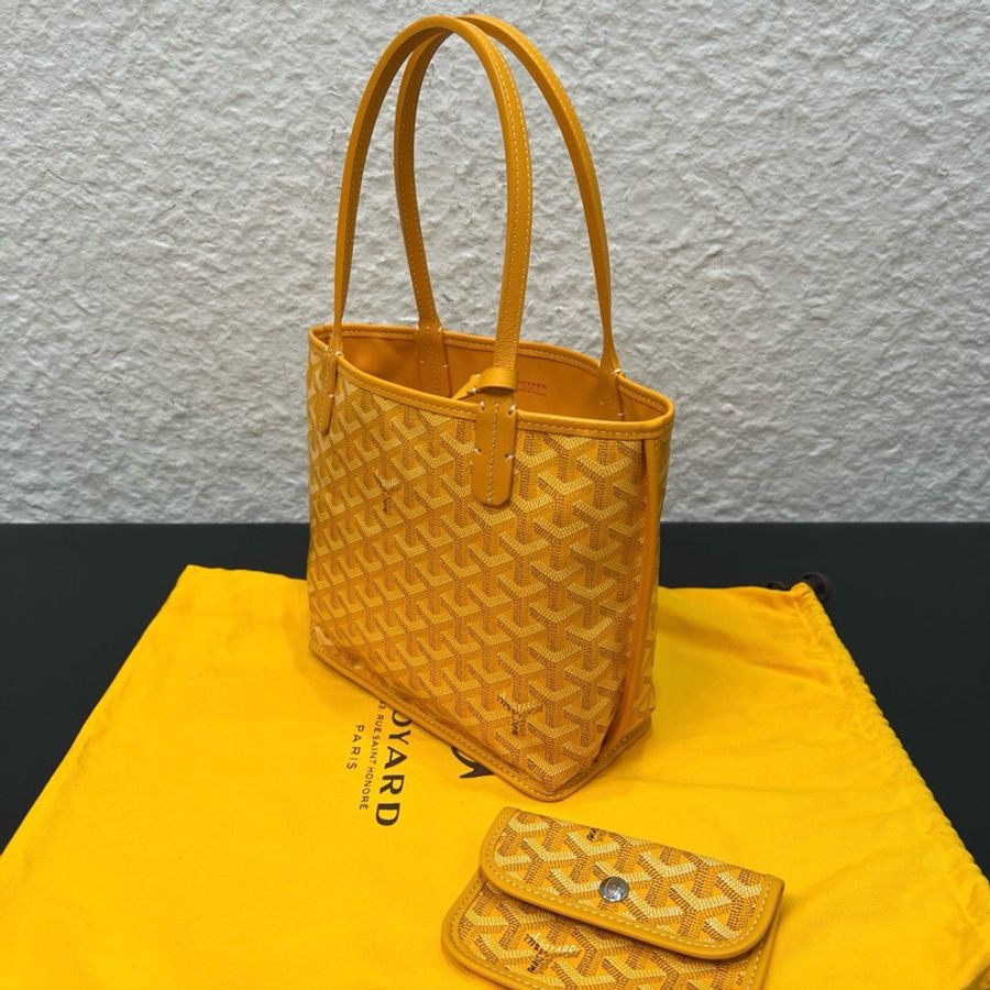 Goyard戈雅 黃色老花mini tote雙面托特包單肩包腋下包子母包-3