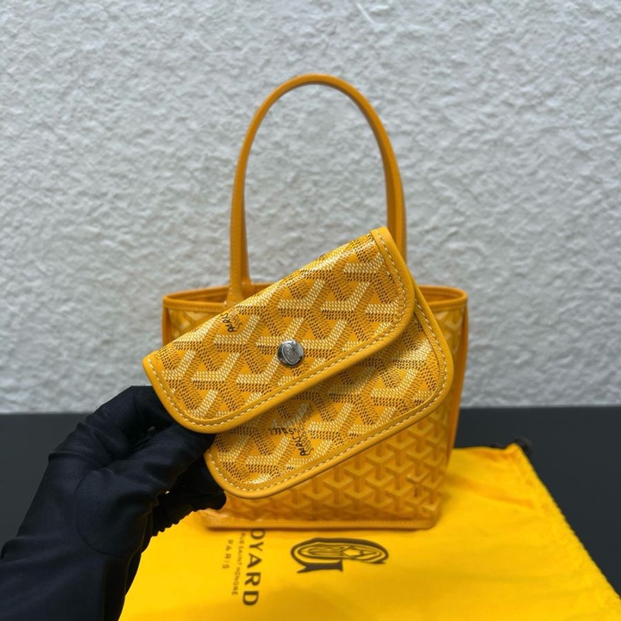 Goyard戈雅 黃色老花mini tote雙面托特包單肩包腋下包子母包-5