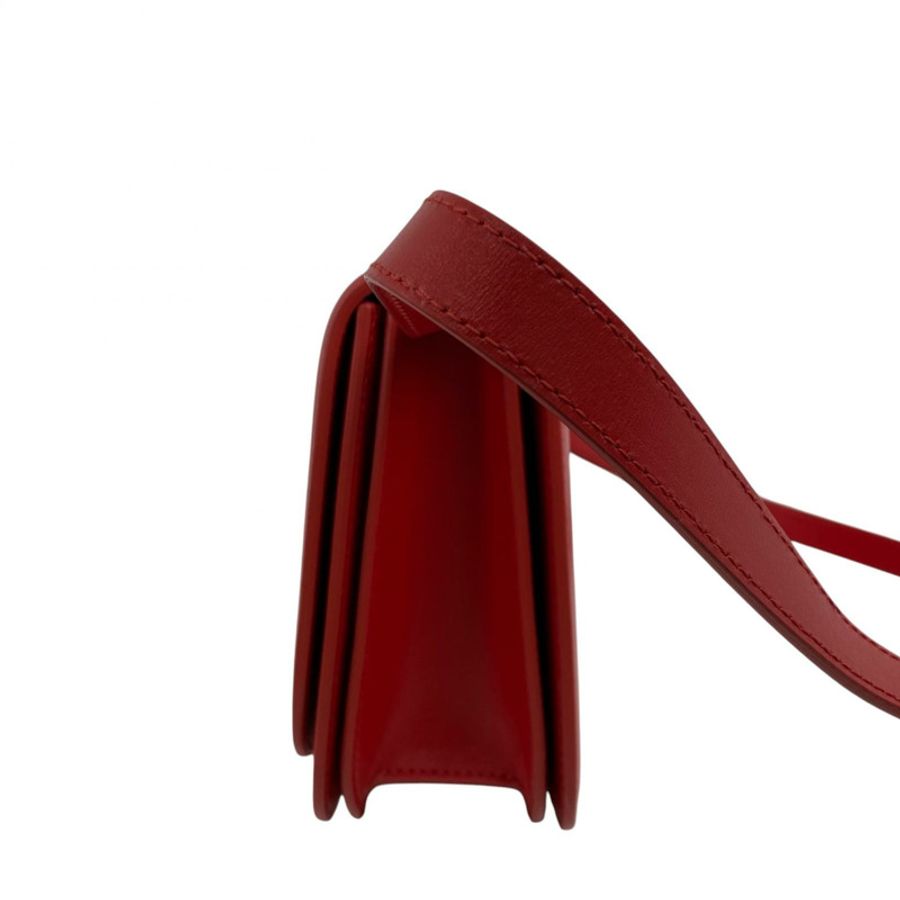 ☆ SALVATORE FERRAGAMO 菲拉格慕 Red Calfskin Asymmetric Shoulder Bag 紅色小牛皮肩背包-267012710-3