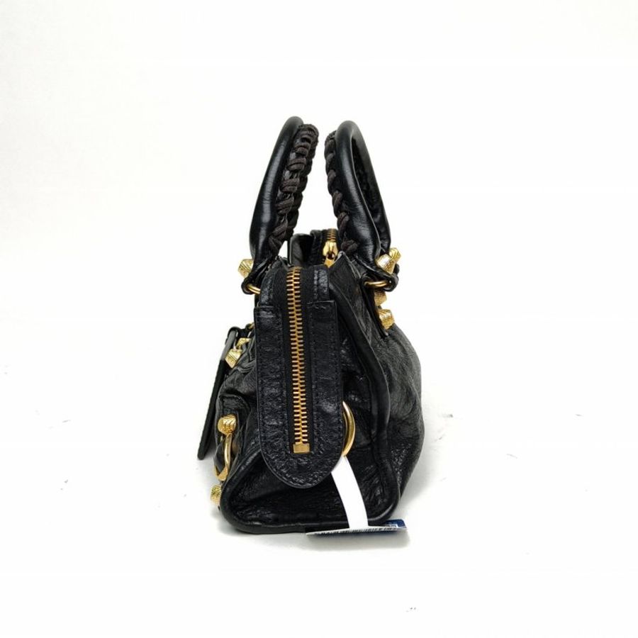 BALENCIAGA CLASSIETALL金屬機車包Mini黑色牛皮肩背包-1
