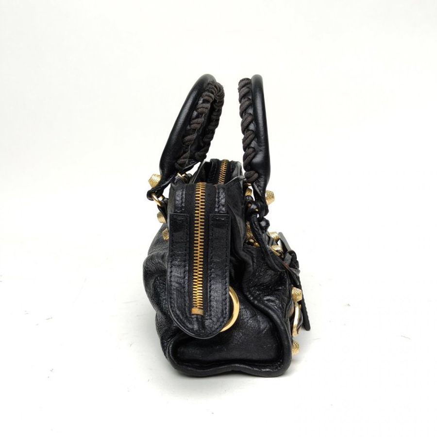 BALENCIAGA CLASSIETALL金屬機車包Mini黑色牛皮肩背包-3