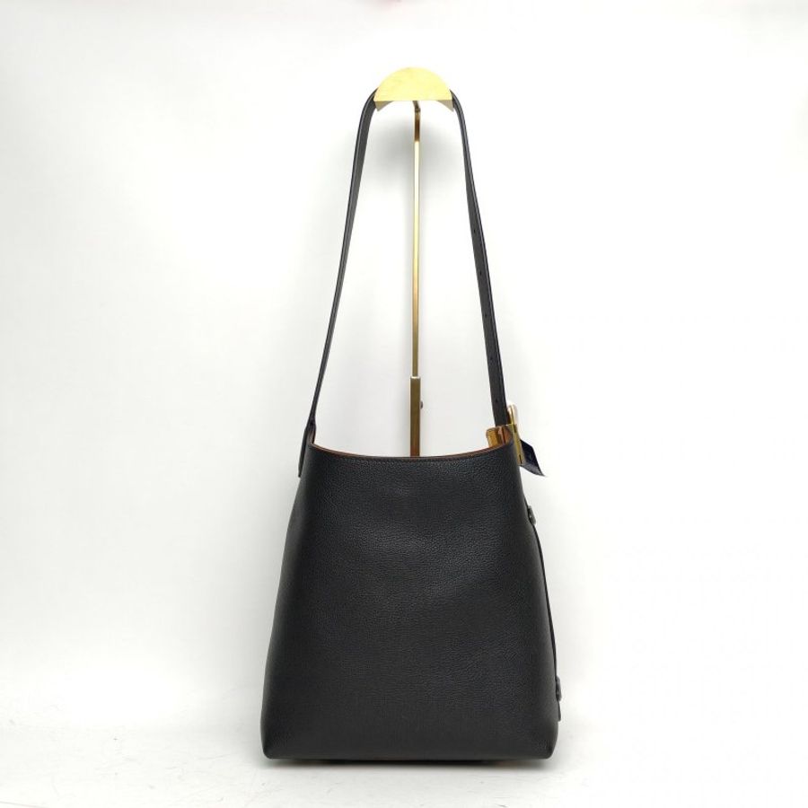 LOUIS VUITTON 黑色牛皮金扣晶片Lowkeyhobo小號側面鎖頭單肩包肩背包-2