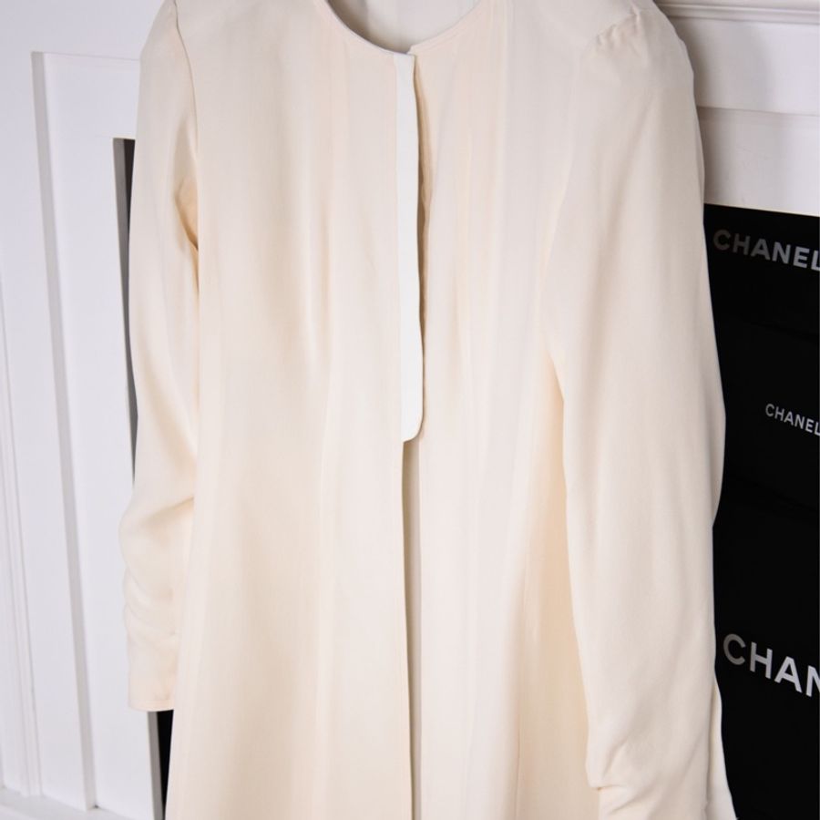 Chanel 97年白色白金四口袋长款西装上衣外套-7
