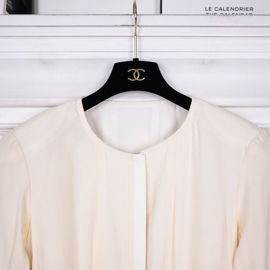 Chanel 97年白色白金四口袋长款西装上衣外套-15