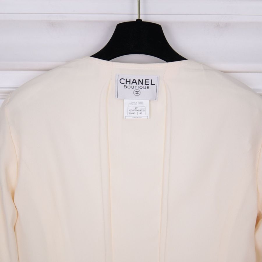 Chanel 97年白色白金四口袋长款西装上衣外套-17