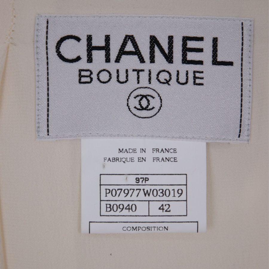 Chanel 97年白色白金四口袋长款西装上衣外套-24