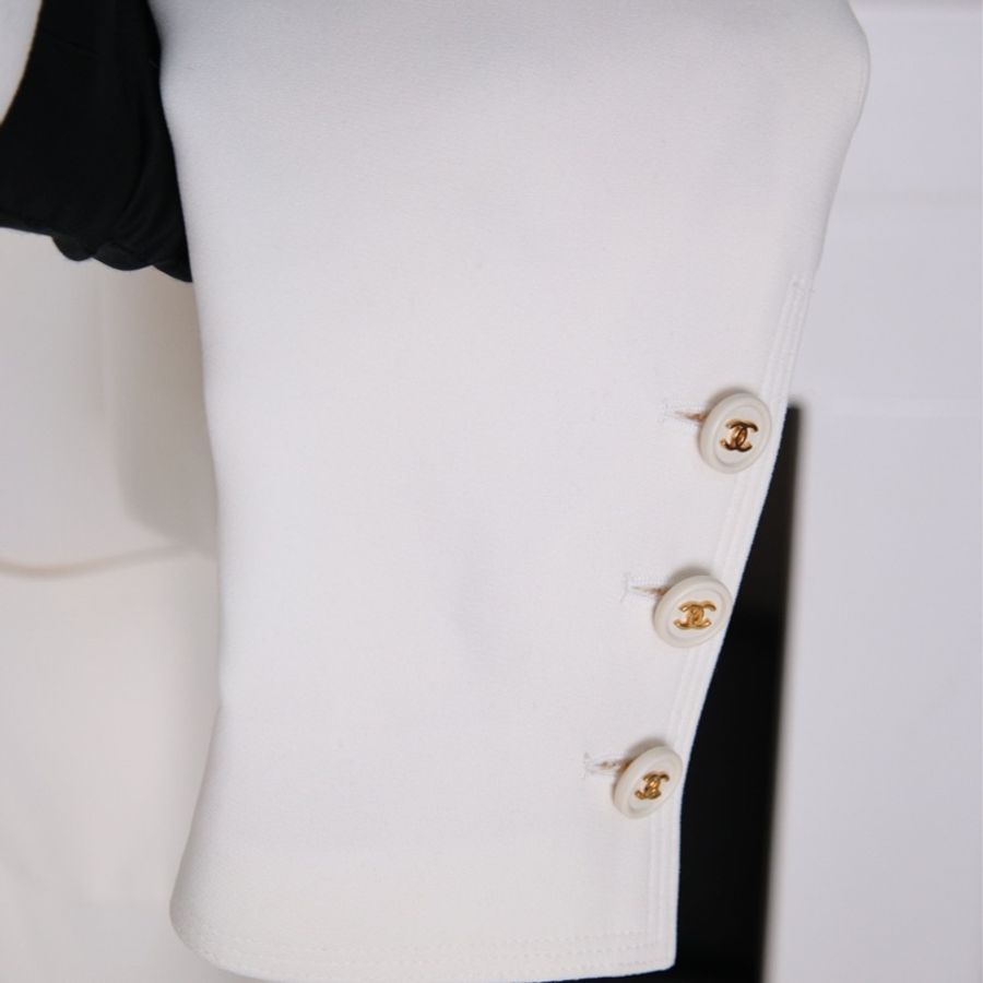 Chanel 97年白色白金四口袋长款西装上衣外套-27